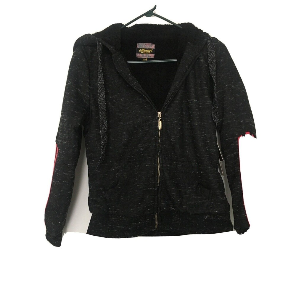 Special One International Print Women's Juniors Sherpa Lined Hoodie Zip Size M